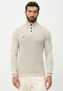 Aeronautica Militare pulover de bumbac culoarea bej, light, cu turtleneck, MA1572UL00409 imagine