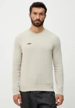 Aeronautica Militare pulover de bumbac culoarea bej, light, MA1611UL00506 imagine