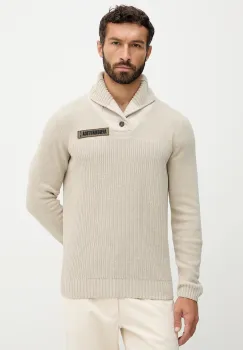 Aeronautica Militare pulover de bumbac culoarea bej, MA1574UL00539 imagine