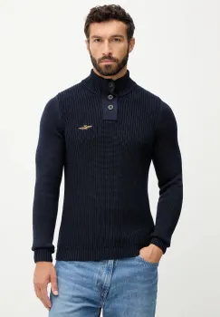 Aeronautica Militare pulover de bumbac culoarea bleumarin, light, cu turtleneck, MA1572UL00409 imagine
