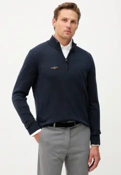 Aeronautica Militare pulover de bumbac culoarea bleumarin, light, MA1578UL00506 imagine