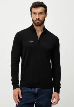 Aeronautica Militare pulover de bumbac culoarea negru, light, MA1578UL00506 imagine