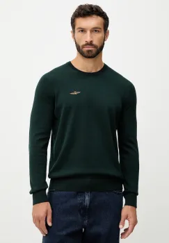 Aeronautica Militare pulover de bumbac culoarea verde, light, MA1611UL00506 imagine