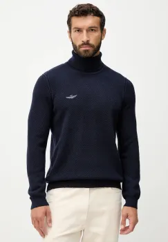 Aeronautica Militare pulover de lana culoarea bleumarin, light, cu guler, MA1583UL00903 imagine