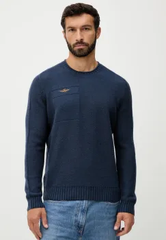 Aeronautica Militare pulover de lana culoarea bleumarin, light, MA1586UL00904 imagine