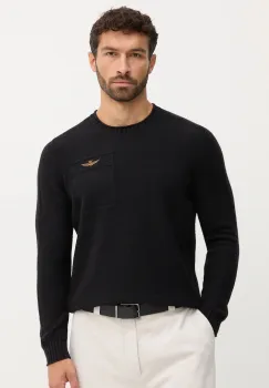 Aeronautica Militare pulover de lana culoarea negru, light, MA1586UL00904 imagine