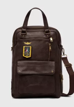Aeronautica Militare rucsac barbati, culoarea maro, mare, neted imagine