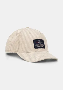 Aeronautica Militare sapca de baseball din catifea culoarea bej, HA1231UCT04238 imagine