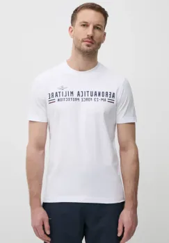 Aeronautica Militare tricou din bumbac barbati, culoarea alb, cu imprimeu, TS1942J538 imagine