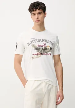 Aeronautica Militare tricou din bumbac barbati, culoarea alb, cu imprimeu, TS2406J641 imagine