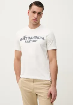 Aeronautica Militare tricou din bumbac barbati, culoarea alb, cu imprimeu, TS2407J677 imagine