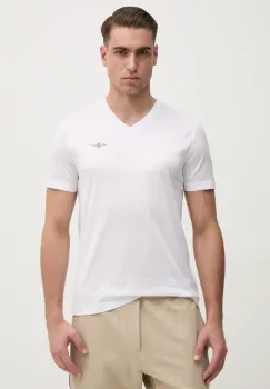 Aeronautica Militare tricou din bumbac barbati, culoarea alb, cu imprimeu, TS2418J683 imagine