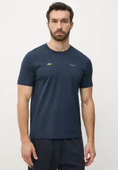 Aeronautica Militare tricou din bumbac barbati, culoarea albastru marin, cu imprimeu, TS2429J634 imagine