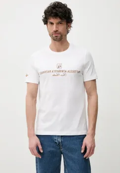 Aeronautica Militare tricou din bumbac barbati, culoarea bej, cu imprimeu, TS2410J592 imagine