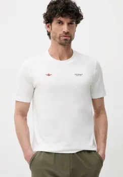 Aeronautica Militare tricou din bumbac barbati, culoarea bej, cu imprimeu, TS2429J634 imagine