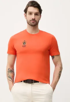 Aeronautica Militare tricou din bumbac barbati, culoarea portocaliu, cu imprimeu, TS2391J592 imagine