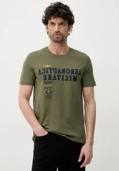 Aeronautica Militare tricou din bumbac barbati, culoarea verde, cu imprimeu, TS2401J592 imagine