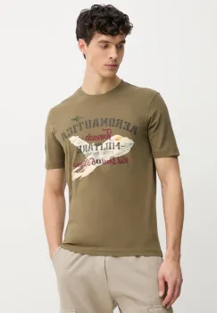 Aeronautica Militare tricou din bumbac barbati, culoarea verde, cu imprimeu, TS2406J641 imagine