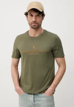 Aeronautica Militare tricou din bumbac barbati, culoarea verde, cu imprimeu, TS2410J592 imagine
