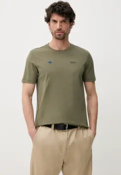 Aeronautica Militare tricou din bumbac barbati, culoarea verde, cu imprimeu, TS2429J634 imagine