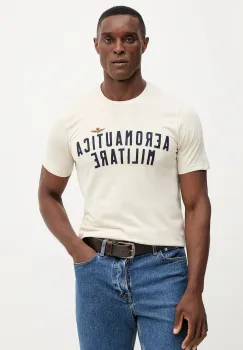 Aeronautica Militare tricou din bumbac culoarea bej, cu imprimeu, TS2478UJ00641 imagine