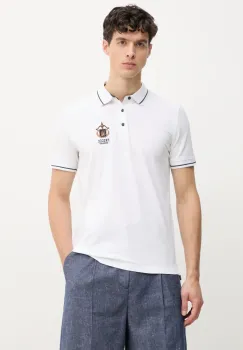 Aeronautica Militare tricou polo barbati, culoarea alb, neted, PO1850P191 imagine