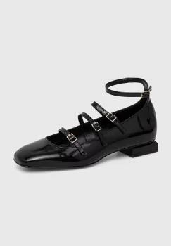 AGL balerini de piele Angie L Straps culoarea negru, D557003PCMOON0000 imagine