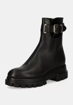 AGL cizme de piele Chunky Lowboot femei, culoarea negru, cu toc plat, D756593PGKA2131013 imagine