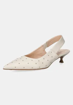 AGL pantofi de piele Lenor S Studs culoarea bej, pe toc jos, cu toc deschis, D167022PCKS057G447 imagine