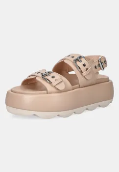 AGL sandale de piele Gwendoline Sporty femei, culoarea bej, cu platforma, D690008PHSOFTY0551 imagine