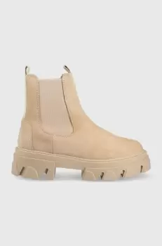 Aldo botine din piele intoarsa Bigtrek femei, culoarea bej, cu platforma imagine