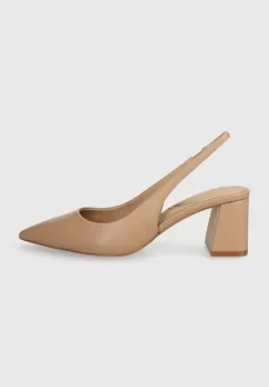 Aldo pantofi de piele ULIANA culoarea bej, cu toc drept, cu toc deschis imagine