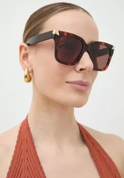 Alexander McQueen ochelari de soare femei, culoarea maro, AM0440S imagine