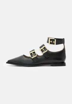 AllSaints balerini de piele Susan Buckle Shoe culoarea negru, W009FA imagine