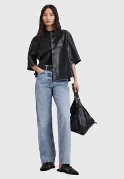 AllSaints blugi din bumbac BROOKLYN high waist, W061EC imagine