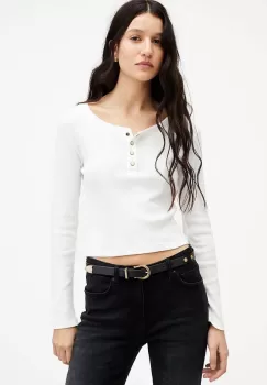 AllSaints bluza BENNY LS TEE femei, culoarea alb, neted, WM540Z imagine