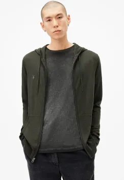AllSaints bluza din lana MODE MERINO ZIP HOOD culoarea verde, cu gluga, melanj, M084KB imagine