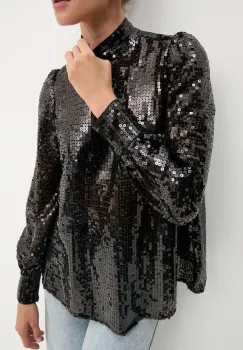 AllSaints bluza femei, culoarea negru, neted, W032PB imagine