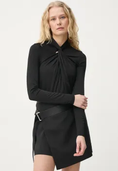 AllSaints bluza MINA femei, culoarea negru, neted, W071PB imagine