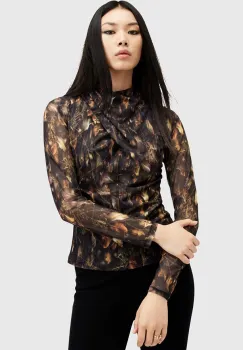 AllSaints bluza TIA MESH TOP femei, culoarea negru, modelator, W126JB imagine