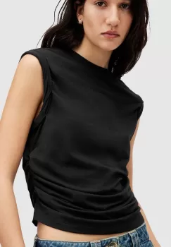AllSaints bluza WEST TANK femei, culoarea negru, neted, WM535Z imagine