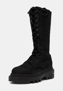 AllSaints botine din nubuc JAY BOOT culoarea negru, cu toc plat, W062FD imagine
