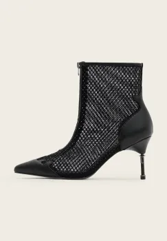 AllSaints botine Natasha Mesh Boot culoarea negru, cu toc cui, W076FD imagine