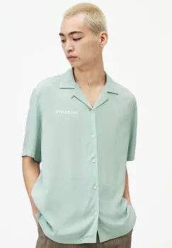 AllSaints camasa barbati, culoarea verde, regular imagine