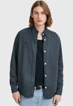 AllSaints camasa BODHI culoarea bleumarin, cu guler clasic, relaxed, M090SC imagine