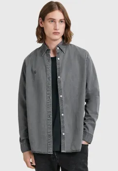 AllSaints camasa BODHI culoarea gri, cu guler clasic, relaxed, M090SC imagine