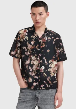 AllSaints camasa cu in ARMADA tricou negru standard pentru barbati M002SD imagine