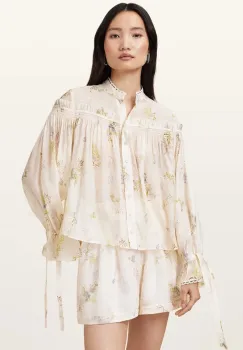 AllSaints camasa DELPHINE culoarea alb, cu guler stand-up, regular, W057PC imagine