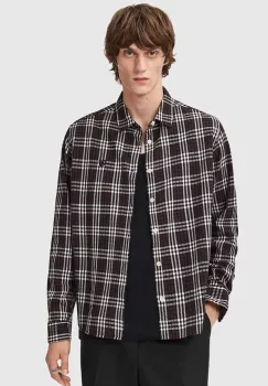 AllSaints camasa din bumbac culoarea maro, cu guler clasic, regular, M069SD imagine