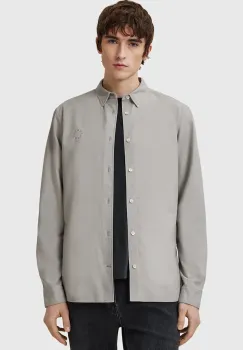AllSaints camasa din bumbac HAVEN barbati, culoarea gri, cu guler clasic, regular, M123SC imagine